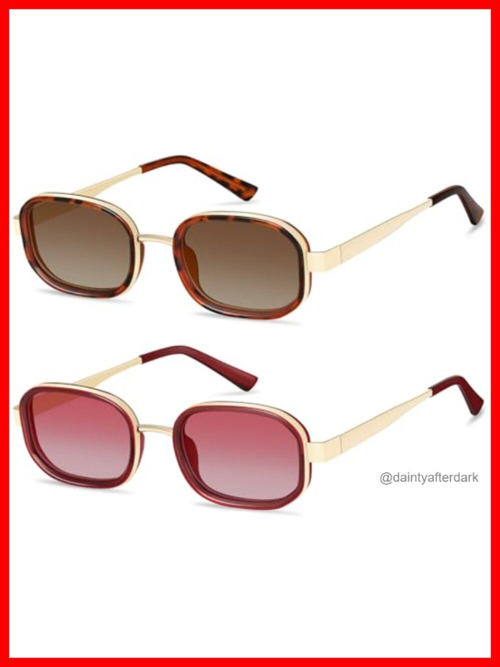 Retro Rectangle UV400 Sunglasses Stainless Steel Frame Unisex Sunnies